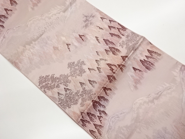 本場筑前博多山並みに木々風景模様織出し名古屋帯